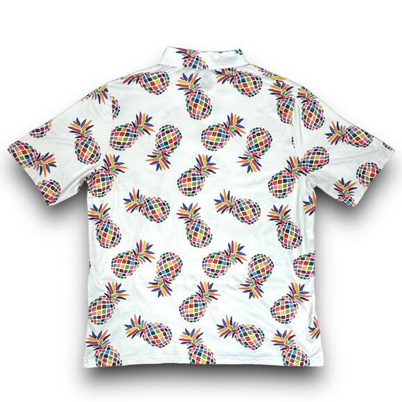 Proud 90 Mens Golf Performance Polo White Multicolor Pineapple Print Size XL - Picture 3 of 4